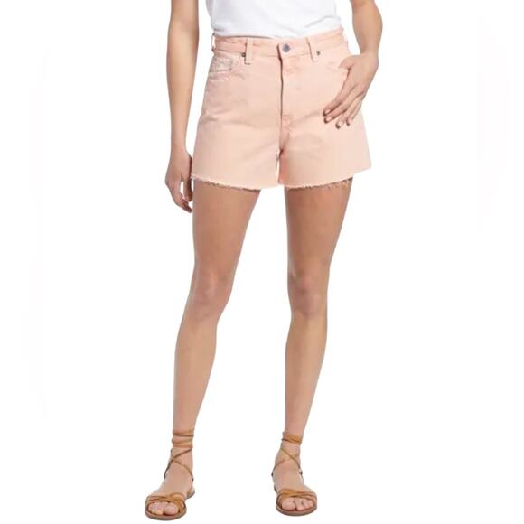 AG Alexxis Distressed High Waist Wedgie Cutoff Coral Denim Shorts – Sz 31R - Picture 1 of 8